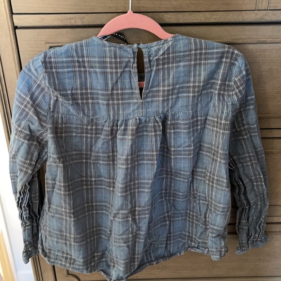 Zara Plaid Velvet Eyelet Detailed Top, size M - Picture 6 of 6